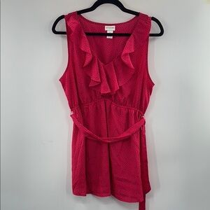 3For$20 Motherhood  Polka-Dot Ruffle Blouse Elastic Under-Bust Sleeveless size L